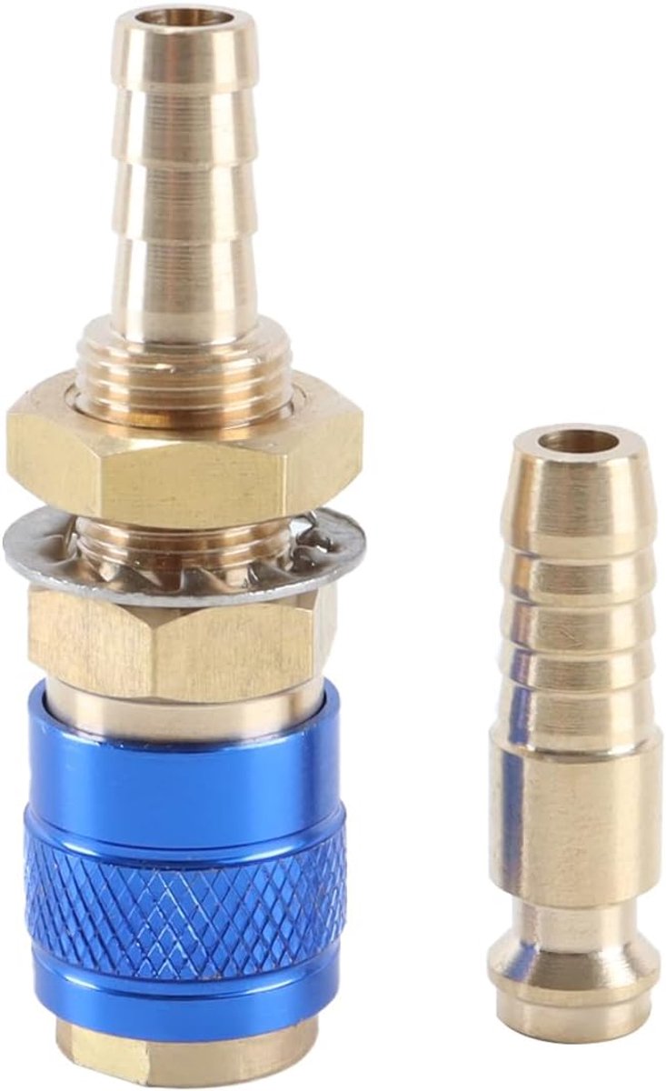 Snelkoppeling gas en water 8mm - Messing constructie - Betrouwbare prestaties - Geschikt voor TIG lassen - ShopVlot