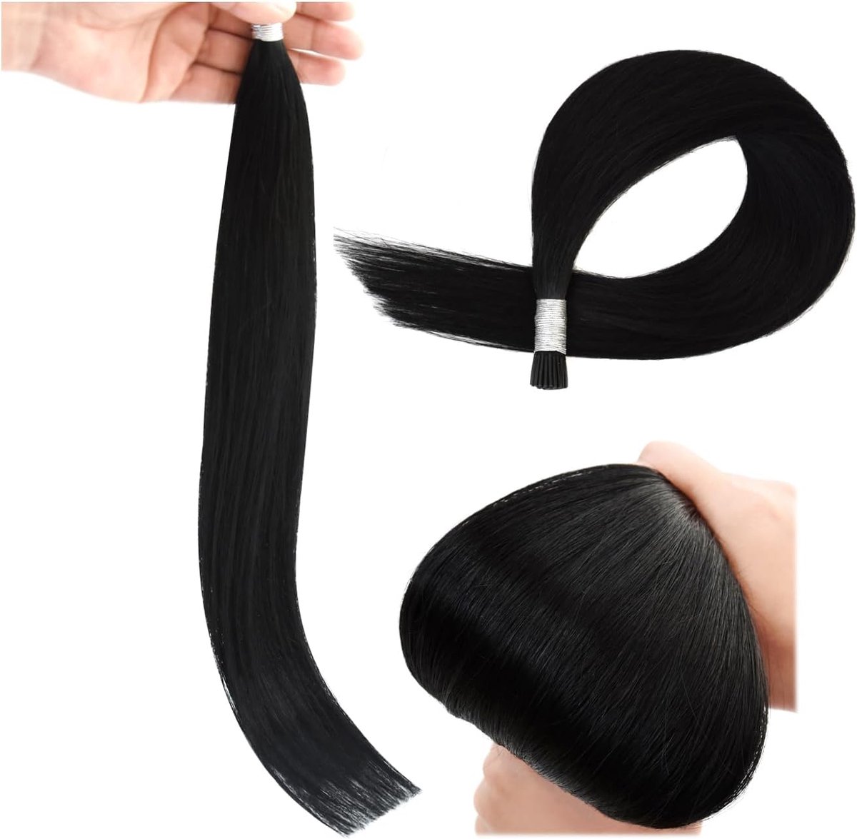 I Tip Haar Extensions 40g - 100% Echte Remy Haar - 45cm #1 Zwart - Ideaal voor Volume - ShopVlot