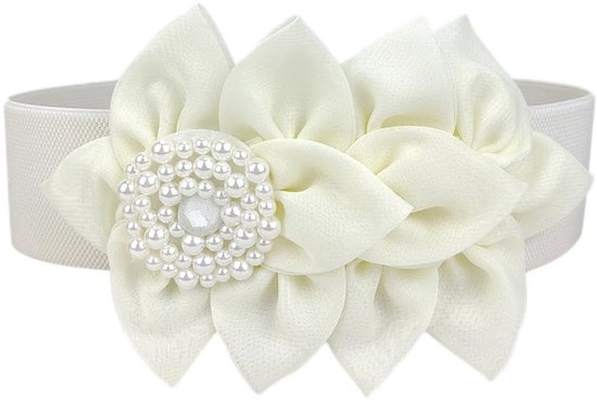 Heupriem 6 cm Breed - Verstelbare Damesriem - Bloem Decoratie - Elastisch - Modieus - Geweven Stof - Tailleriem