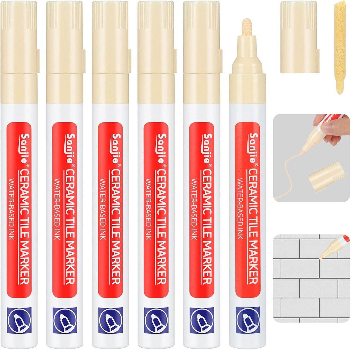 Voegen marker set - 6-delig met vervangbare punten - waterdicht voor keuken en badkamer - ideaal voor renovatie - ShopVlot