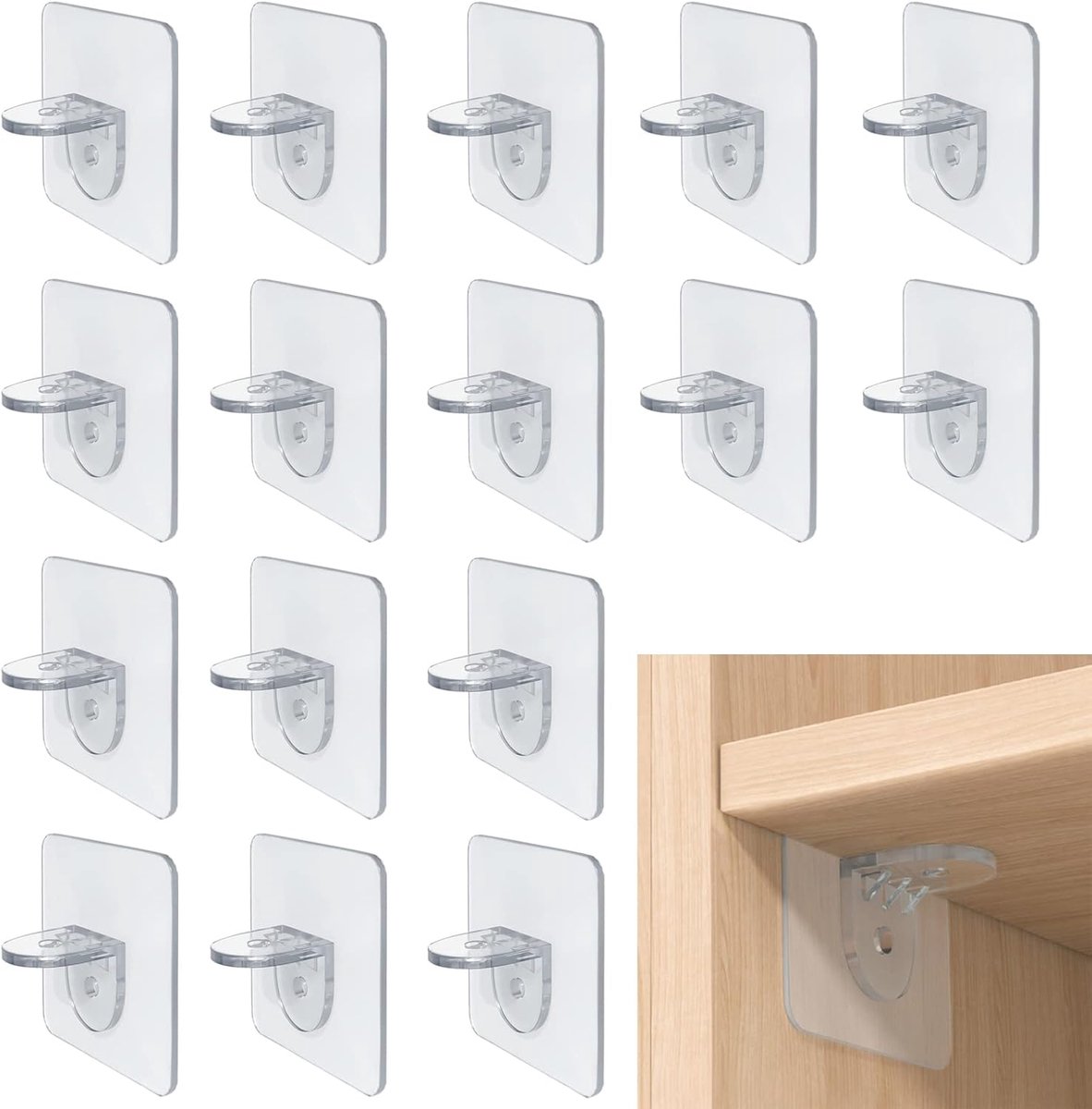 Planksteunen 16 stuks - Transparant - Zelfklevend - Ideaal voor planken en kasten - ShopVlot