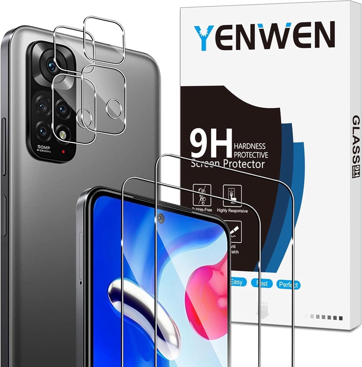 3pcs Protective Film Compatible with Xiaomi Redmi Note 11S, 6.43 inch, with 3pcs Camera Protection, Anti-scratch, 9H - ShopVlot