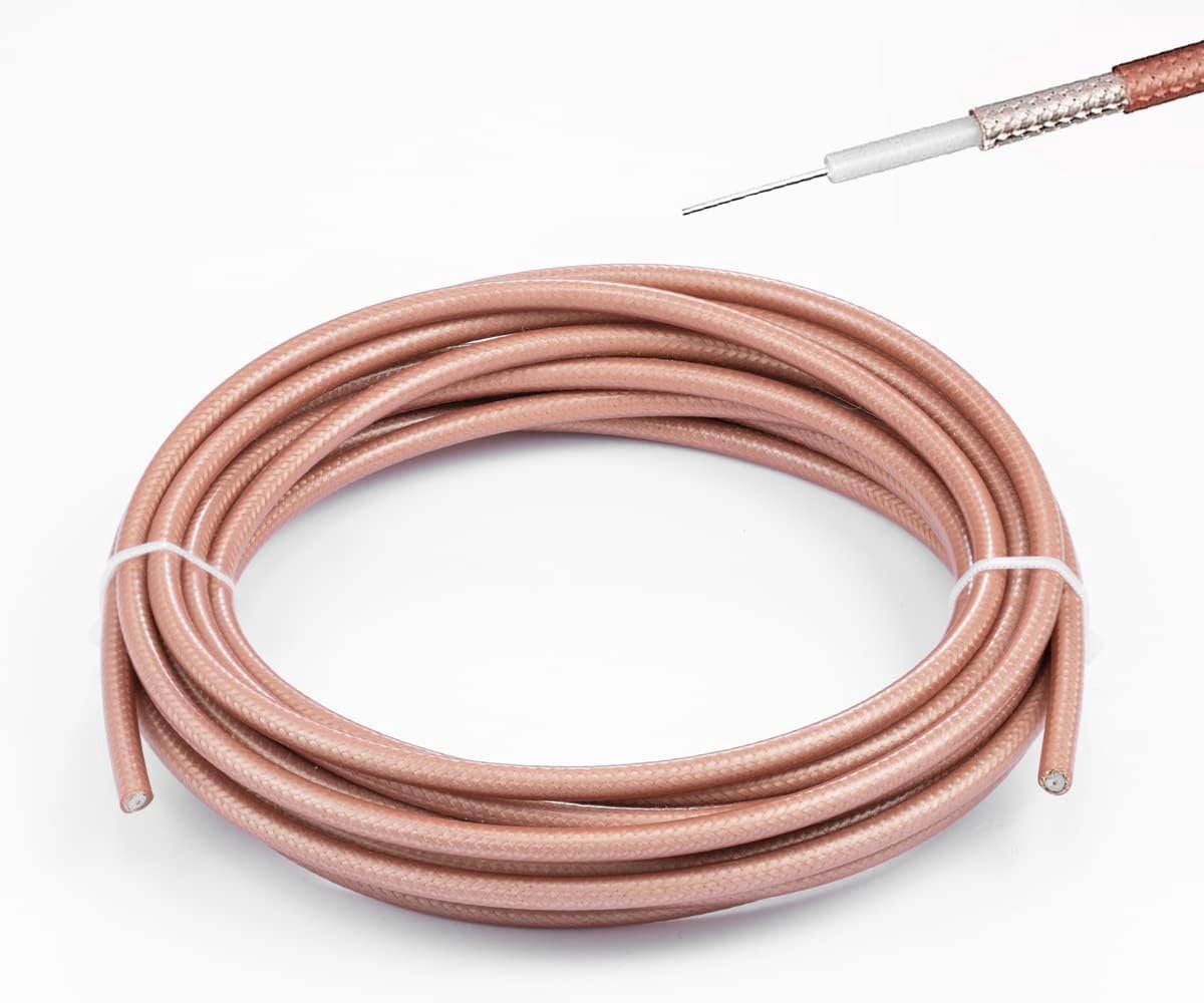 Vecys RG142 Cable Low Loss RF Coaxial Cable 32.8FT/10M Brown Silver Plated Copper Double Shielded Coax - ShopVlot