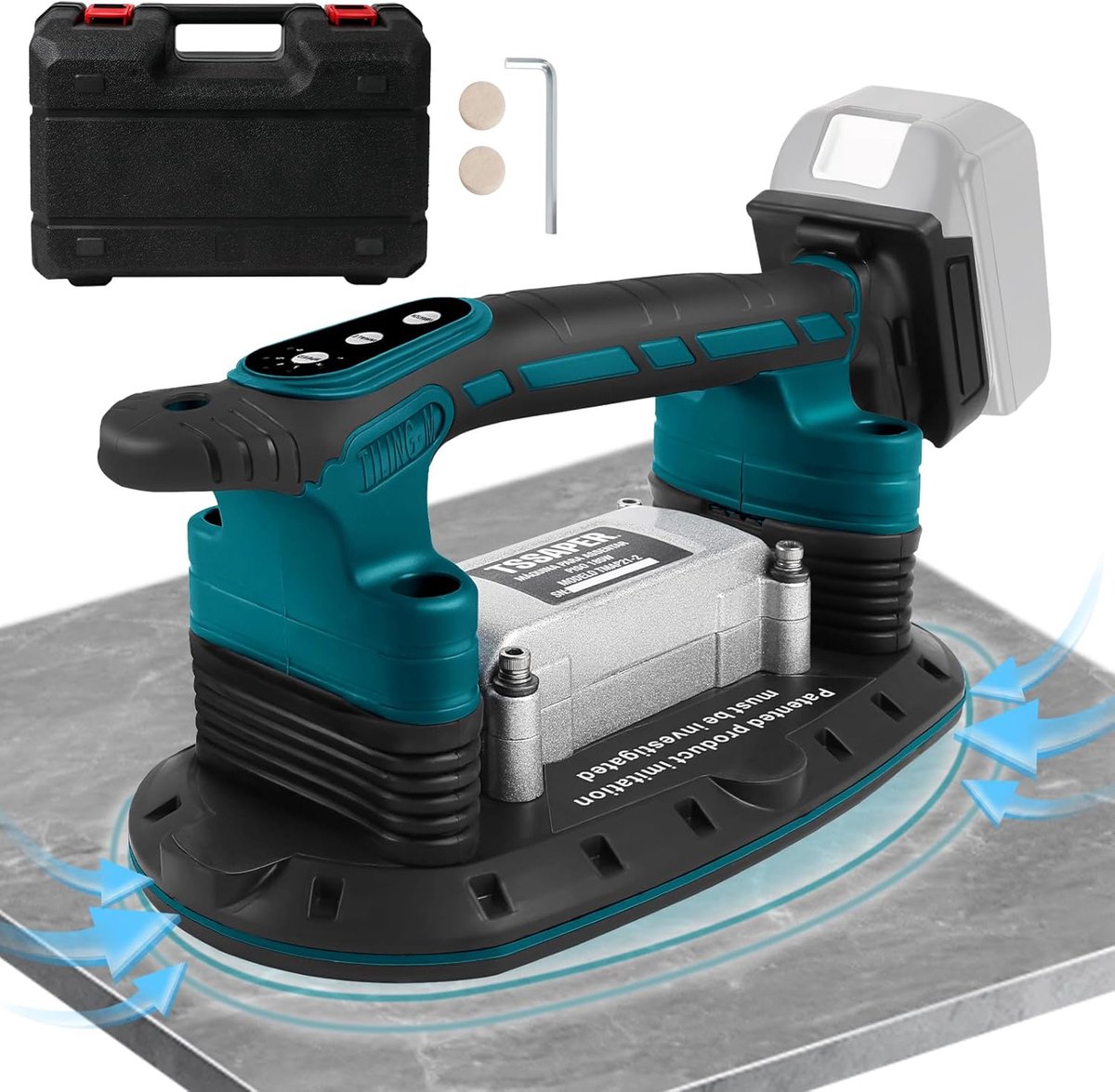 2 IN 1 Battery Tile Vibrator & Suction Cups Compatible with Makita 18V Battery, 6 Speed Adjustable, 400kg Adsorption - ShopVlot