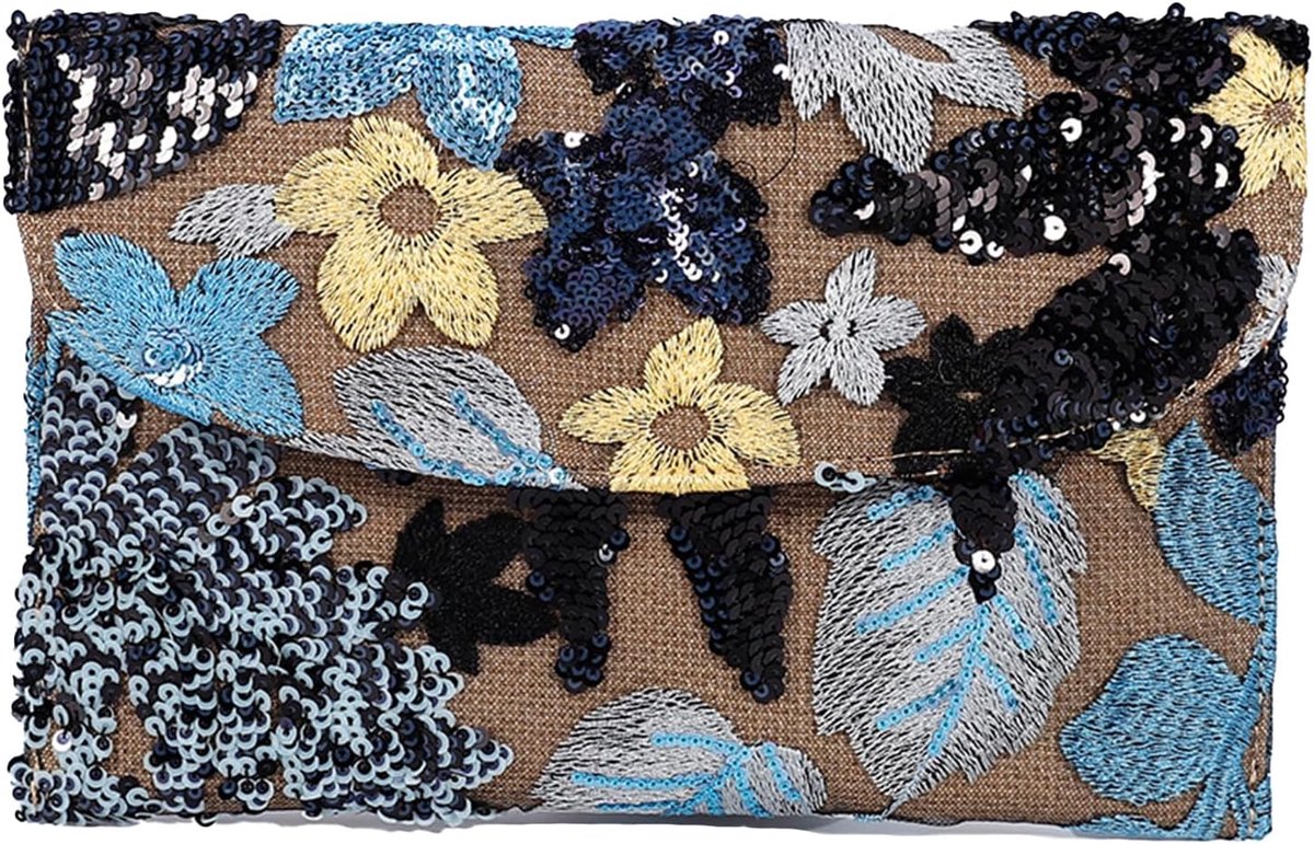 Women's Sequin Embroidered Clutch, Elegant Lightweight Women's Bag, Chic Shoulder Bag for Evening, Wedding, Party - ShopVlot