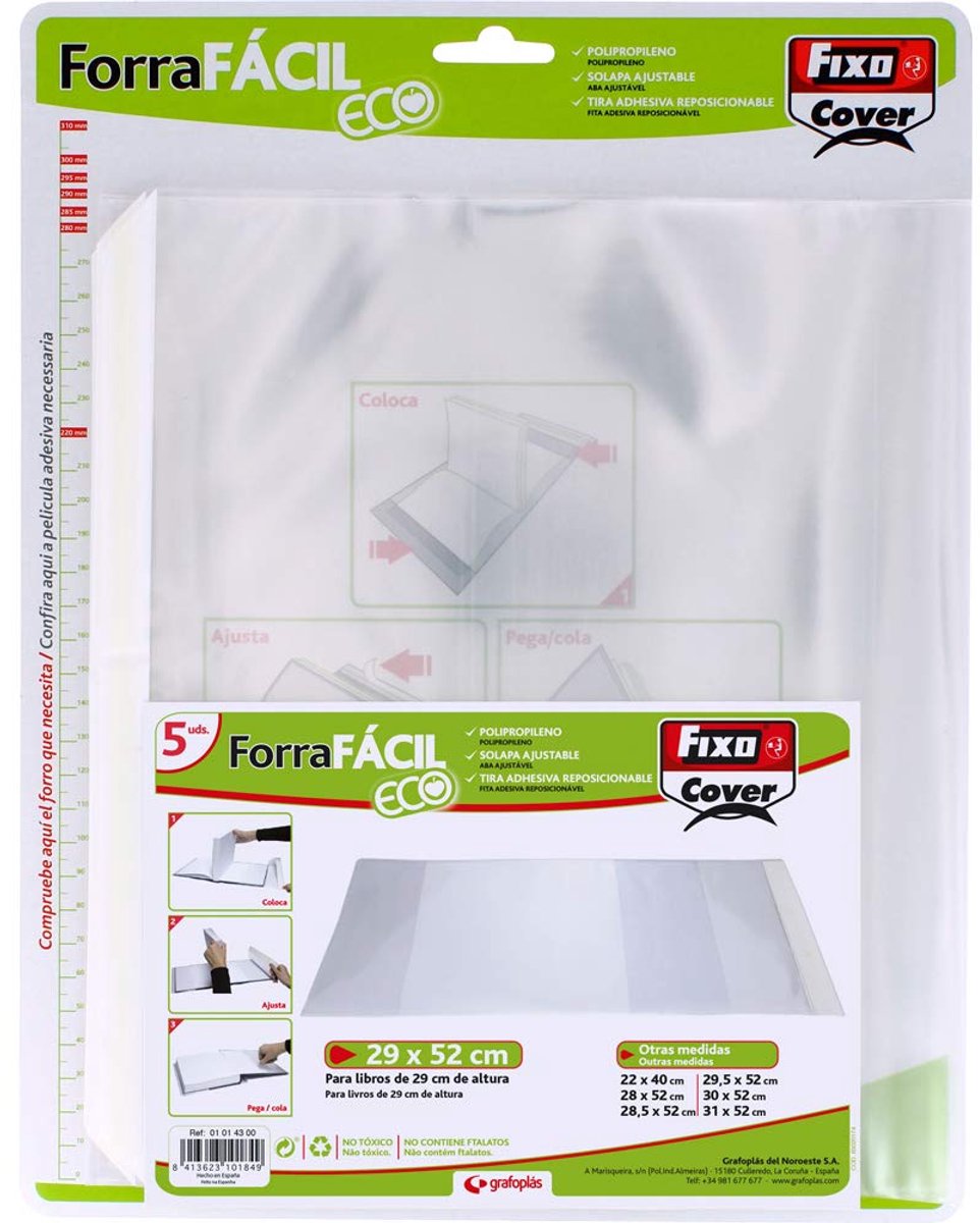Grafoplás Fixo 01014300-Pack Eco Easy Cover met verstelbare klep, 290 x 520 mm, 0 - ShopVlot