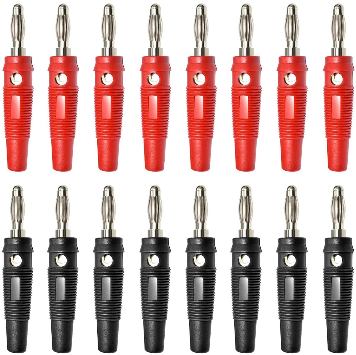 Banana Plug 4 mm Speaker, 20A, Nickel-Plated Plastic, Screwable, Black, Red, for Cables, Boxes, End Pieces, AV - ShopVlot