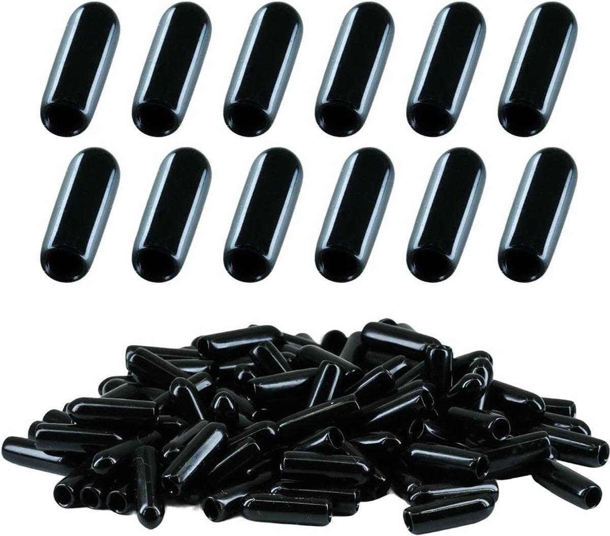 Pack of 100 Rubber End Caps Vinyl Round Tube Bolt Caps Cover Screws Thread Guard Black (3mm) - ShopVlot