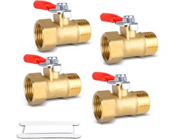 Bwintech 4pcs 1/2" Male BSP to 1/4" Female BSP Heavy Duty Brass Mini Ball Valve 180 Degree Turn Off Switch Operation - ShopVlot