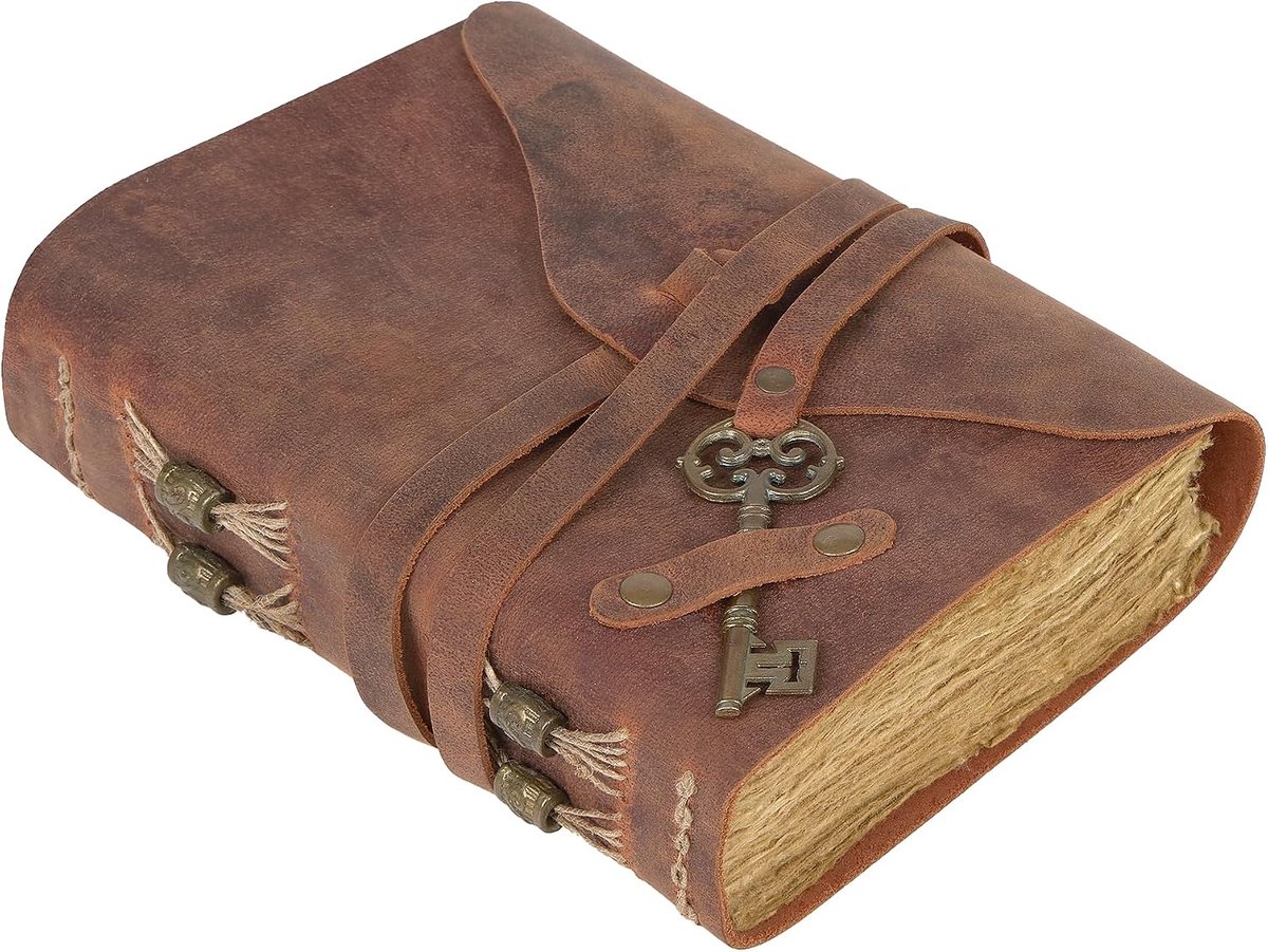 Vintage Red Leather Journal with Key Cotton Paper Travel Notebook 18 x 13 cm Ideal for Writing, Travel and Personal - ShopVlot