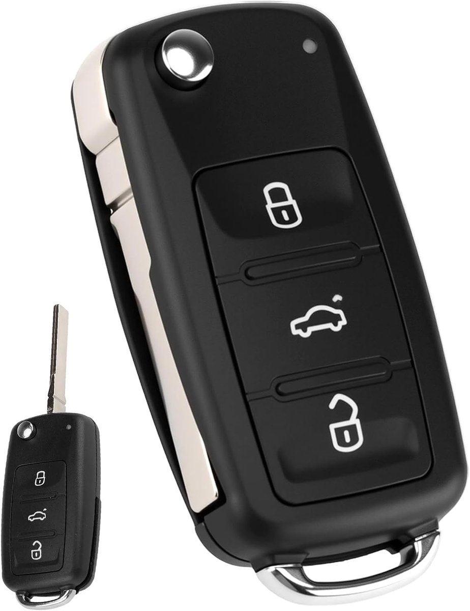 Car Key Case with 3 Keys, Folding Replacement Housing for VW Golf CC Seat 3 Keys - ShopVlot