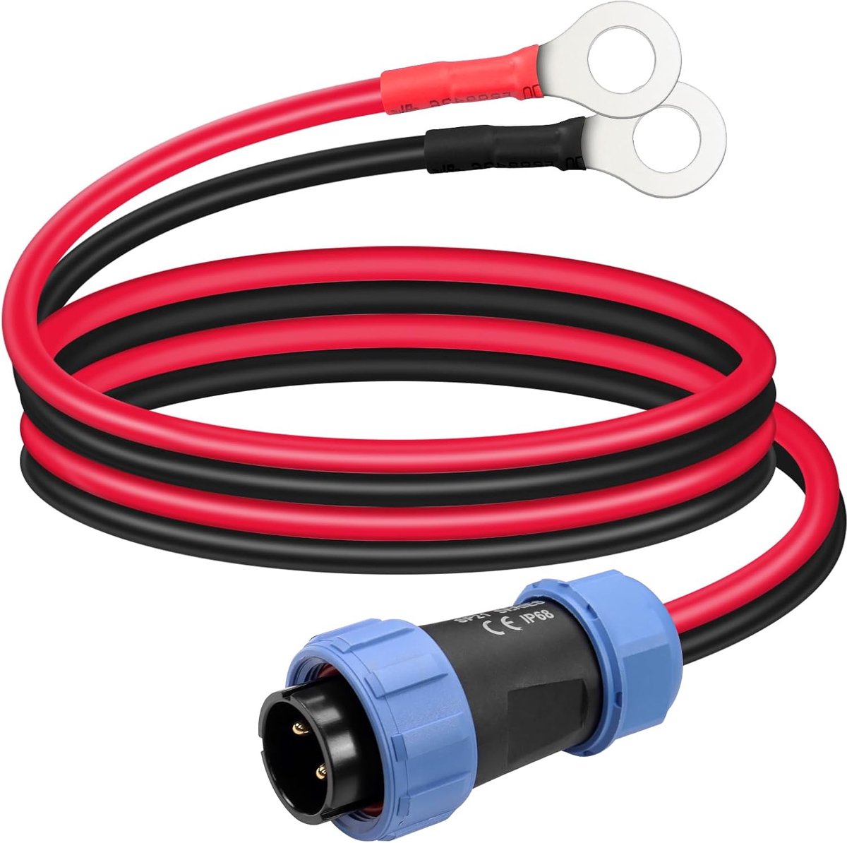 GINTOOYUN 2 Pole Aviation Male Power Cable to O Terminal O 10 AWG SP21 IP68 Waterproof for Portable Charging Stations - ShopVlot