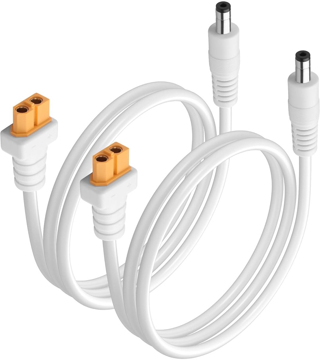 GINTOOYUN 2pcs White XT60 to DC5521 Power Cord XT-60 Female to DC 5.5mm x 2.1mm Male 2x1.5mm² Power Cable for FPV - ShopVlot