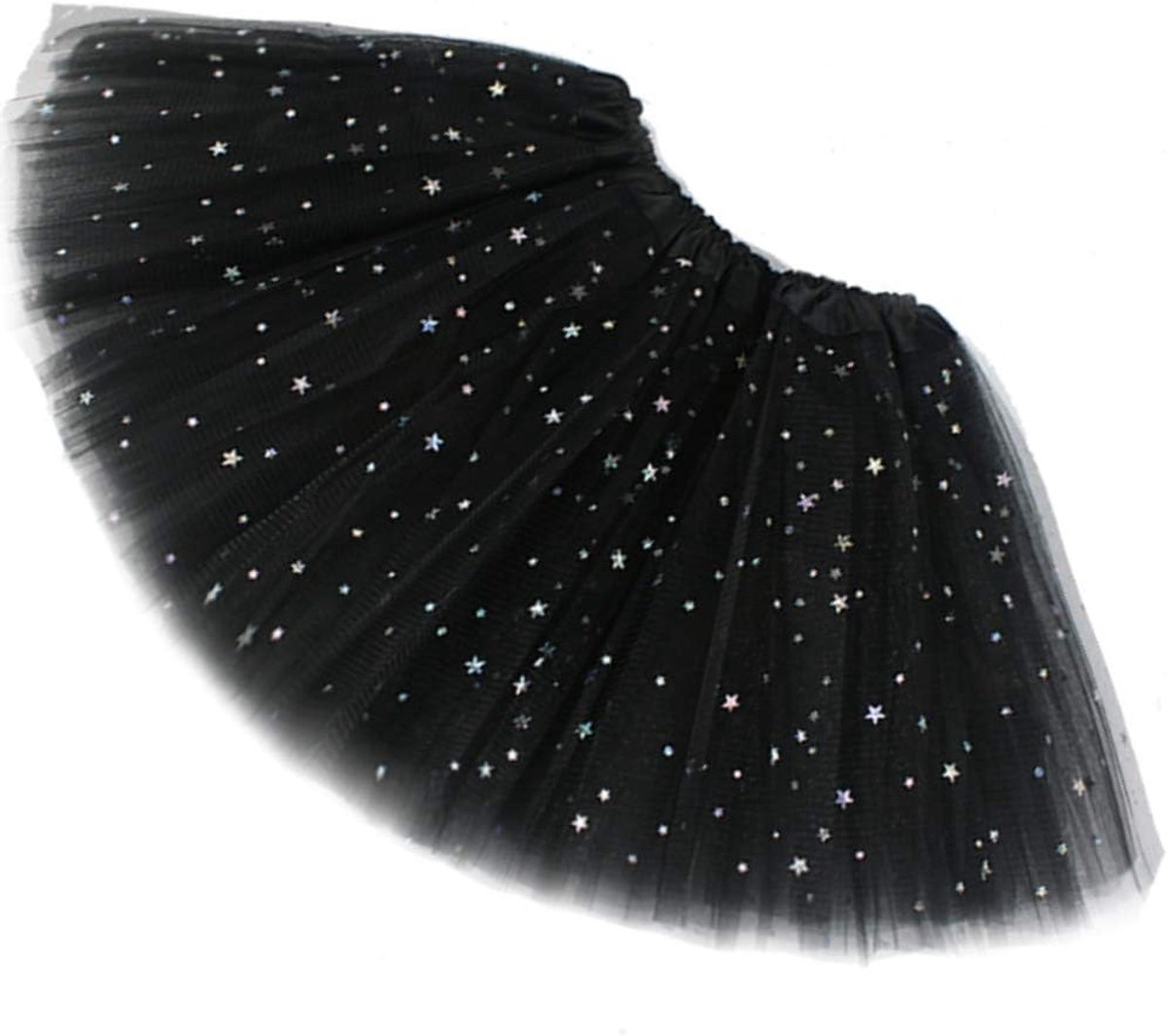 Women's Adult Sparkle Elastic 4 Layered Tulle Tutu Skirt, Black, One Size, Black - ShopVlot