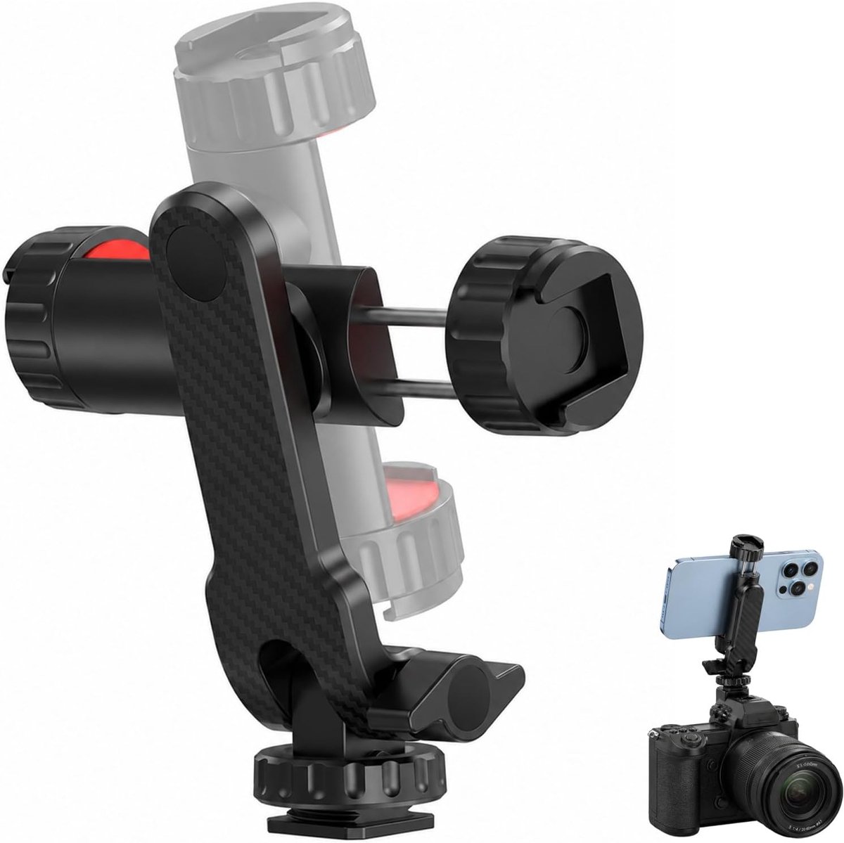 QLK Mobiele telefoonhouder voor statief, mobiele telefoonstatiefadapter met flitsschoenen en 1/4 inch - ShopVlot