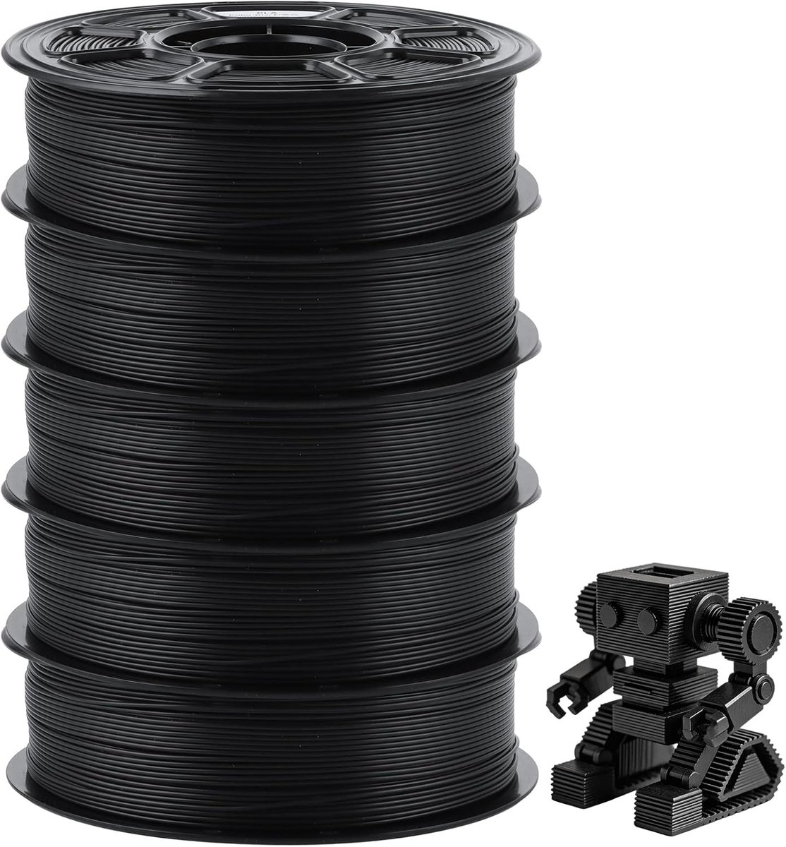 YOUNTHYE PLA-filament, 5 kg, zwart, 1,75 mm (5 x 1 kg spoel), 3D-printerfilament voor FDM-printers, nauwkeurig op - ShopVlot