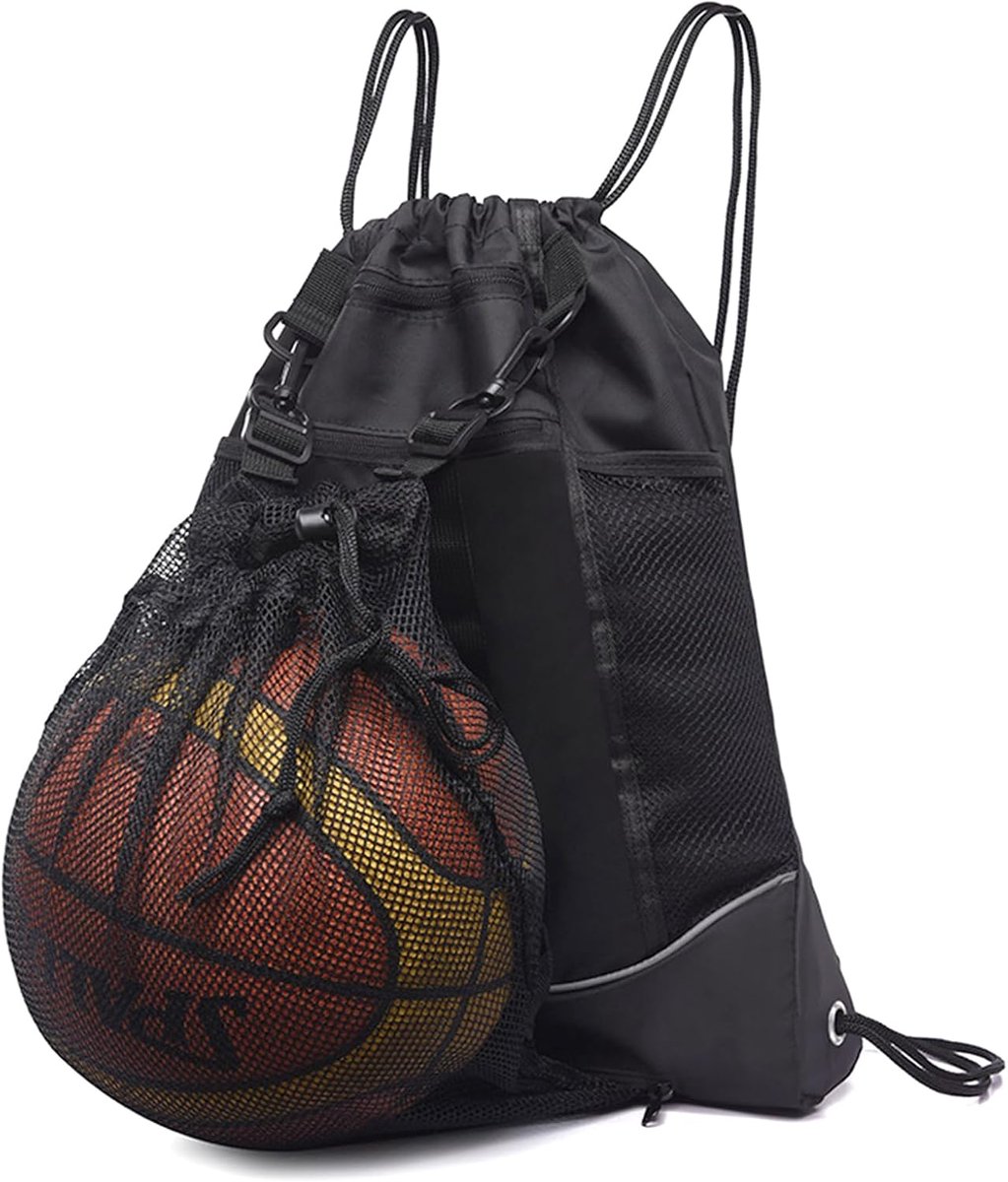 Sporttas rugzak - verstelbare trekkoord - mesh tas met bal - ideaal voor gym en sport - ShopVlot