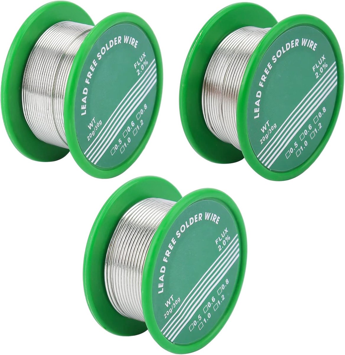 Solderdraad 3 Rollen - 0.5 mm/0.8 mm/1 mm - Loodvrij met colofoniumkern - Ideaal voor elektrosolderen - ShopVlot