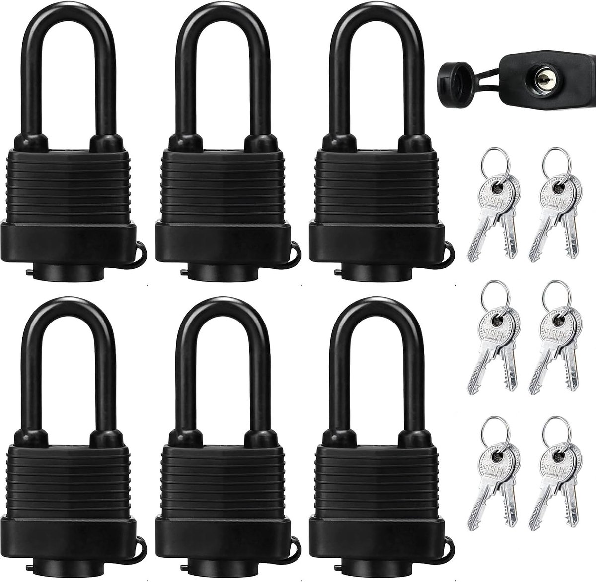 Set van 6 Weerbestendige Hangsloten van 40mm met Sleutel voor Buiten, Garage, Tuin en Opslag