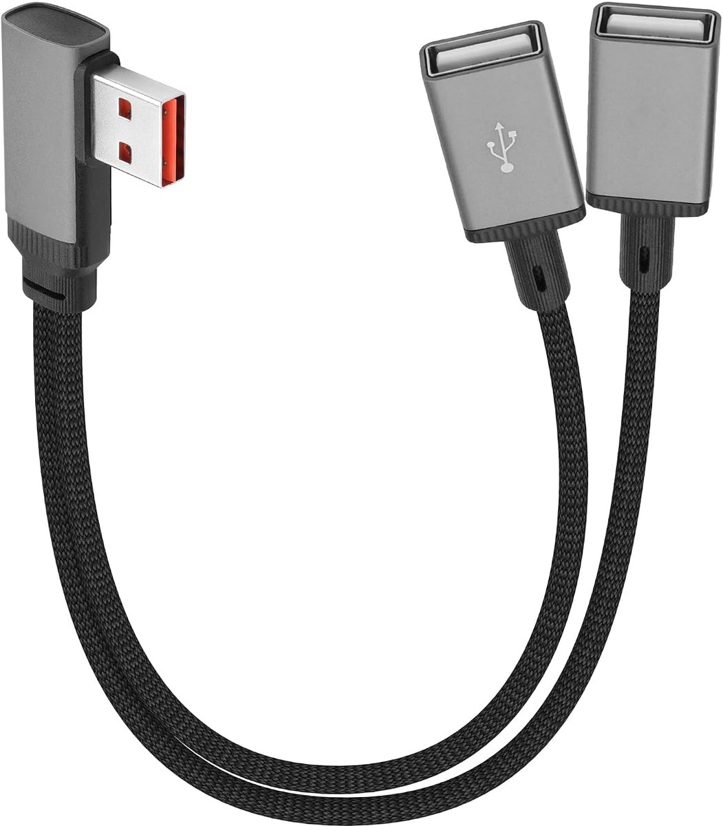 USB-verlengkabel 0,3 m - nylon gevlochten - 2-in-1 voor opladen en gegevensoverdracht - ruimtebesparend - ShopVlot