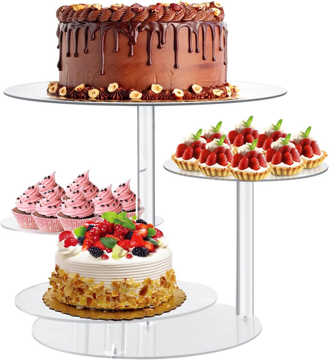 Taartstandaard 4 Laags - Ronde Cake Stand - Unieke Stijl - Perfect voor Feestjes - ShopVlot