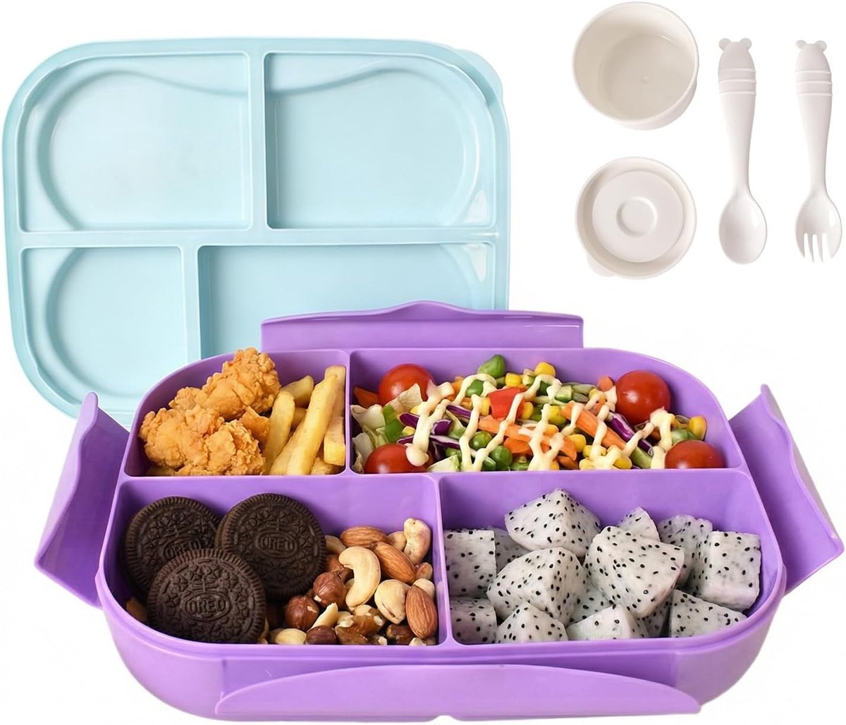 Lunchbox 1000 ml - met 4 compartimenten - luchtdicht - ideaal voor school of kantoor - ShopVlot