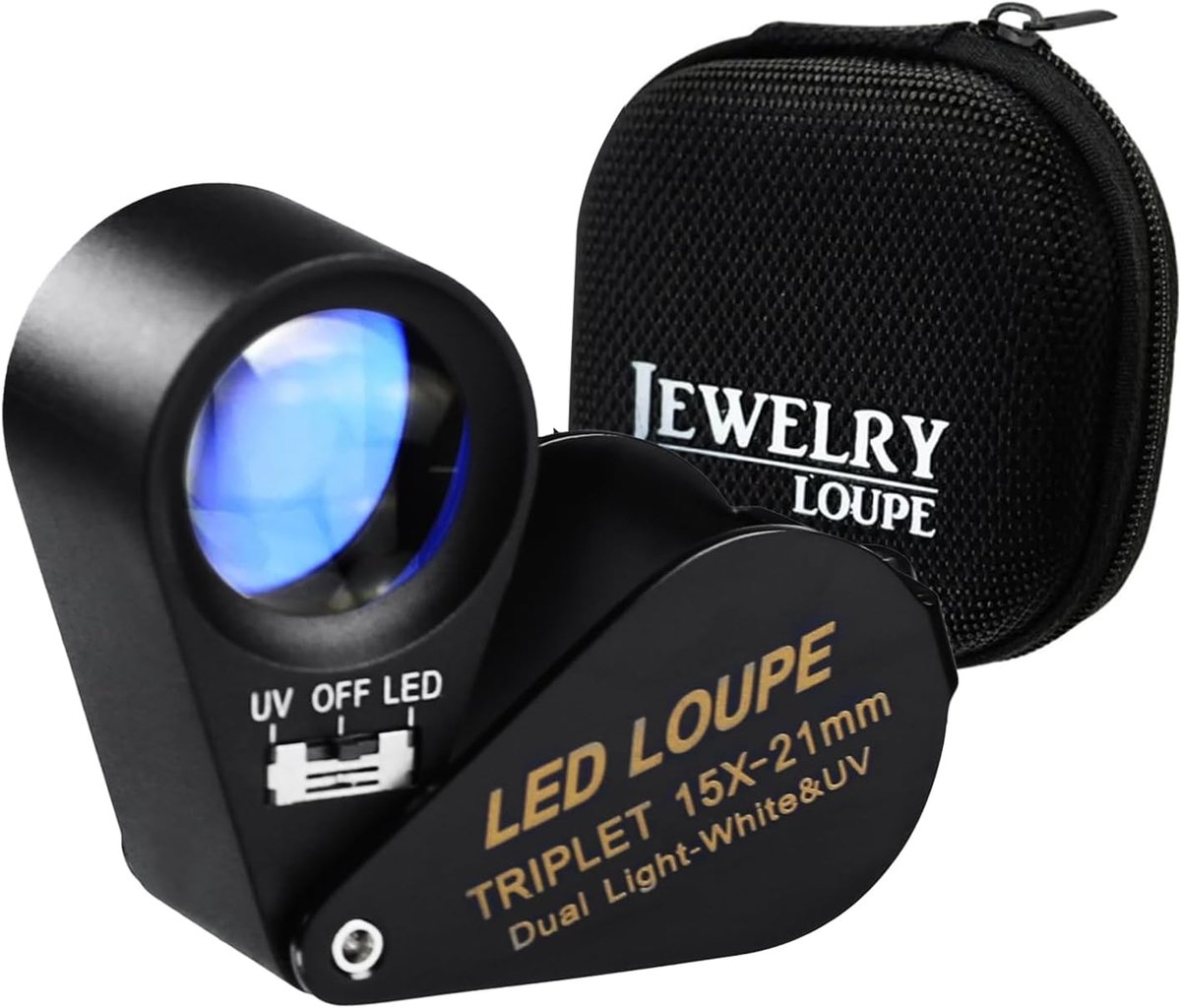 Loep 15x 21mm - Vouwbaar met LED en UV - Zwart frame - Ideaal voor juweliers - ShopVlot