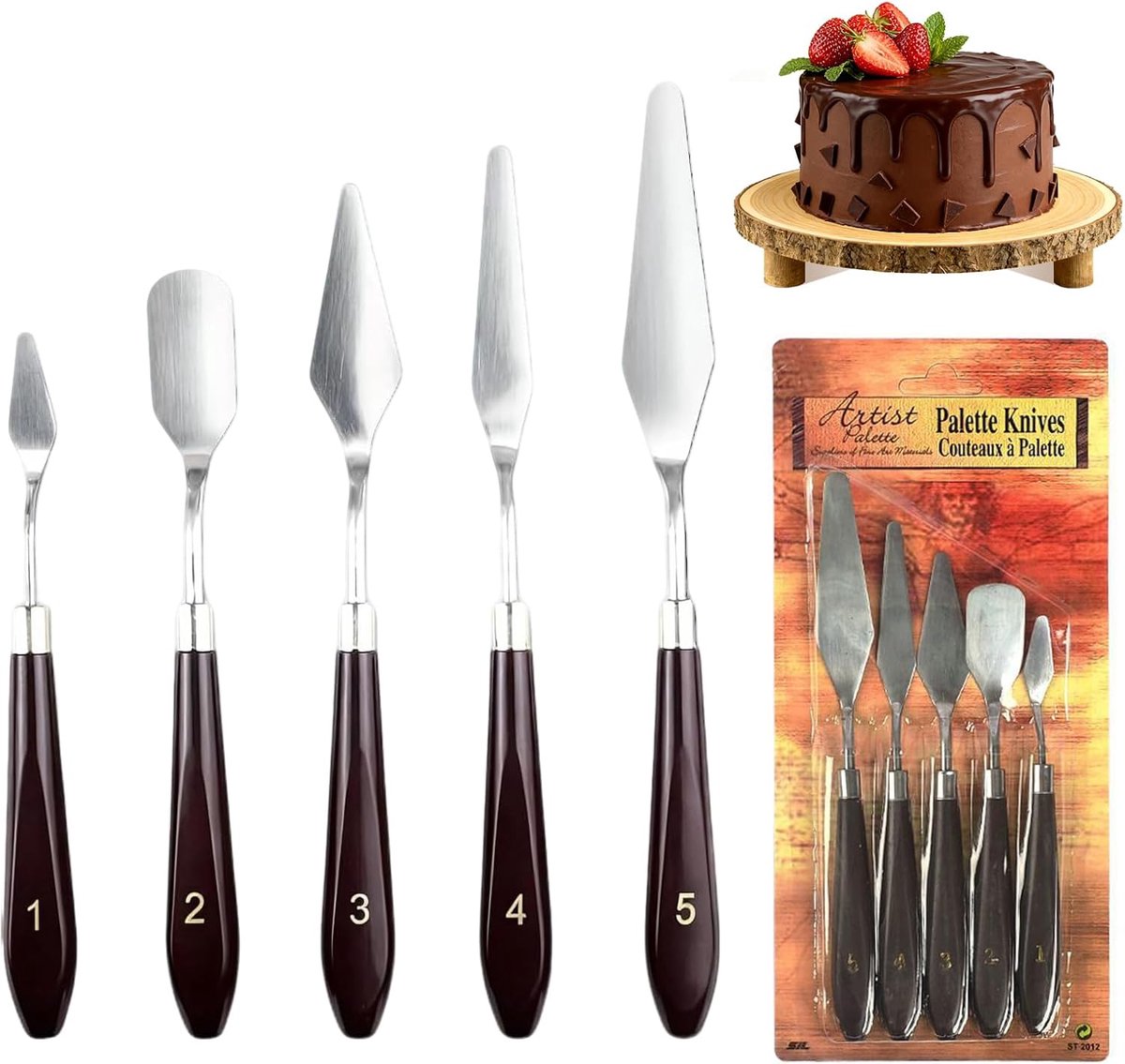 Schuine keukenspatels 5 stuks - roestvrij staal - licht en nauwkeurig - ideaal voor taartdecoratie - ShopVlot
