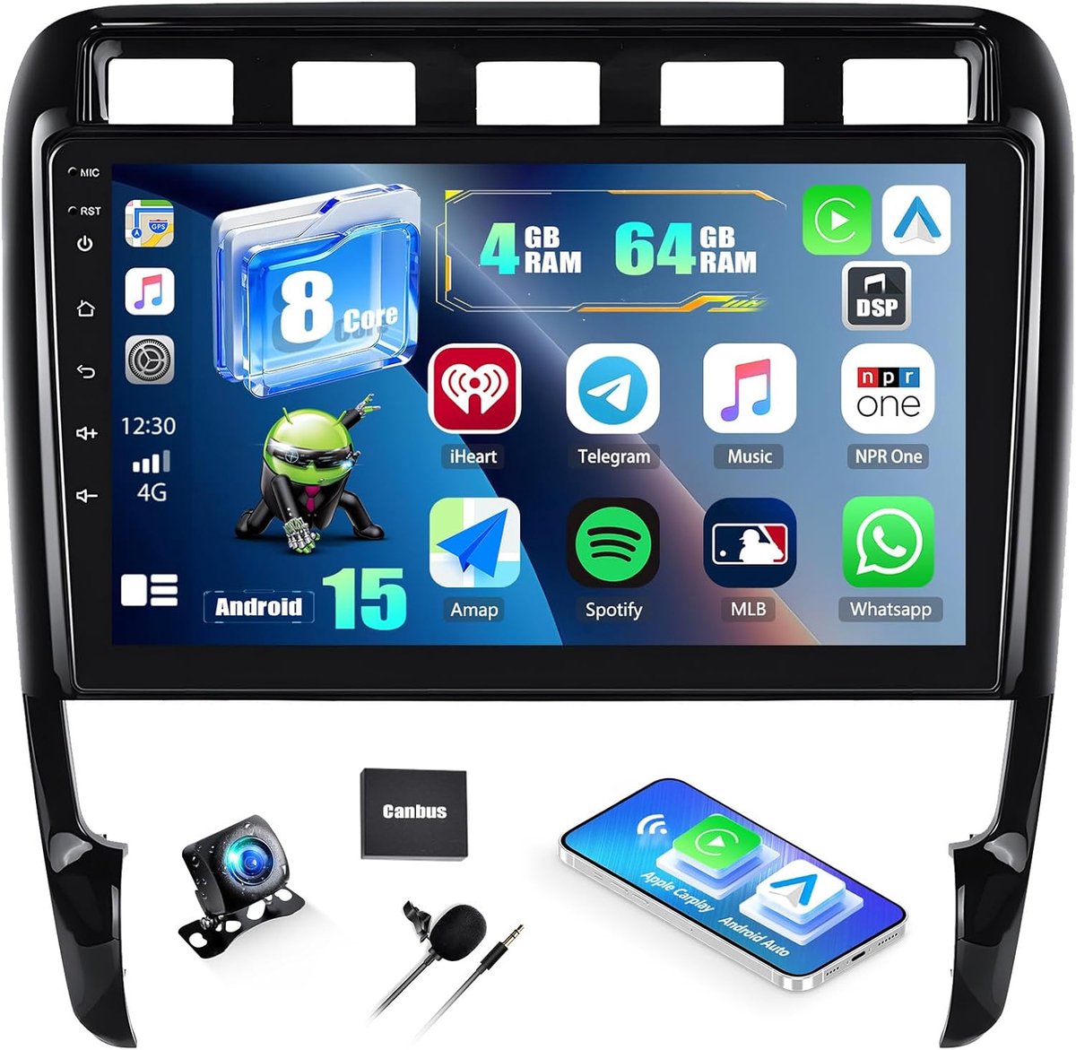 Autoraudio 9 inch - Qualcomm 8-core - Android 15 - Met achteruitrijcamera - ShopVlot