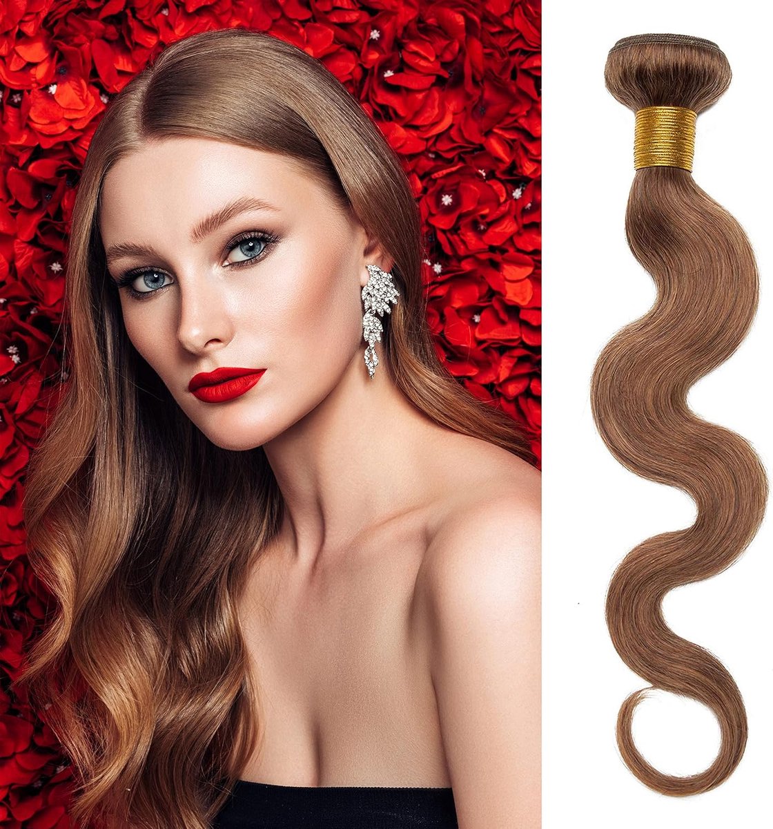 Haarweave 18 inch - Body Wave Curly Wavy - 100% Braziliaans Virgin Haar - Geschikt voor stylen - ShopVlot