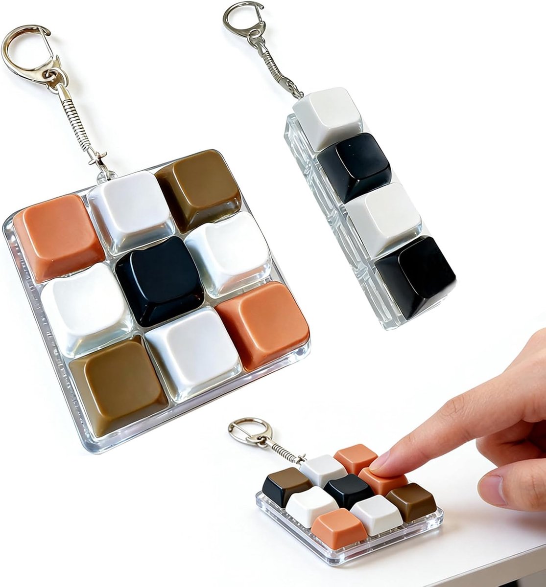 Anti-stress keyboard keychain 2pcs - 9 en 4 toetsen - crystal click gevoel - ideaal voor ontspanning - ShopVlot