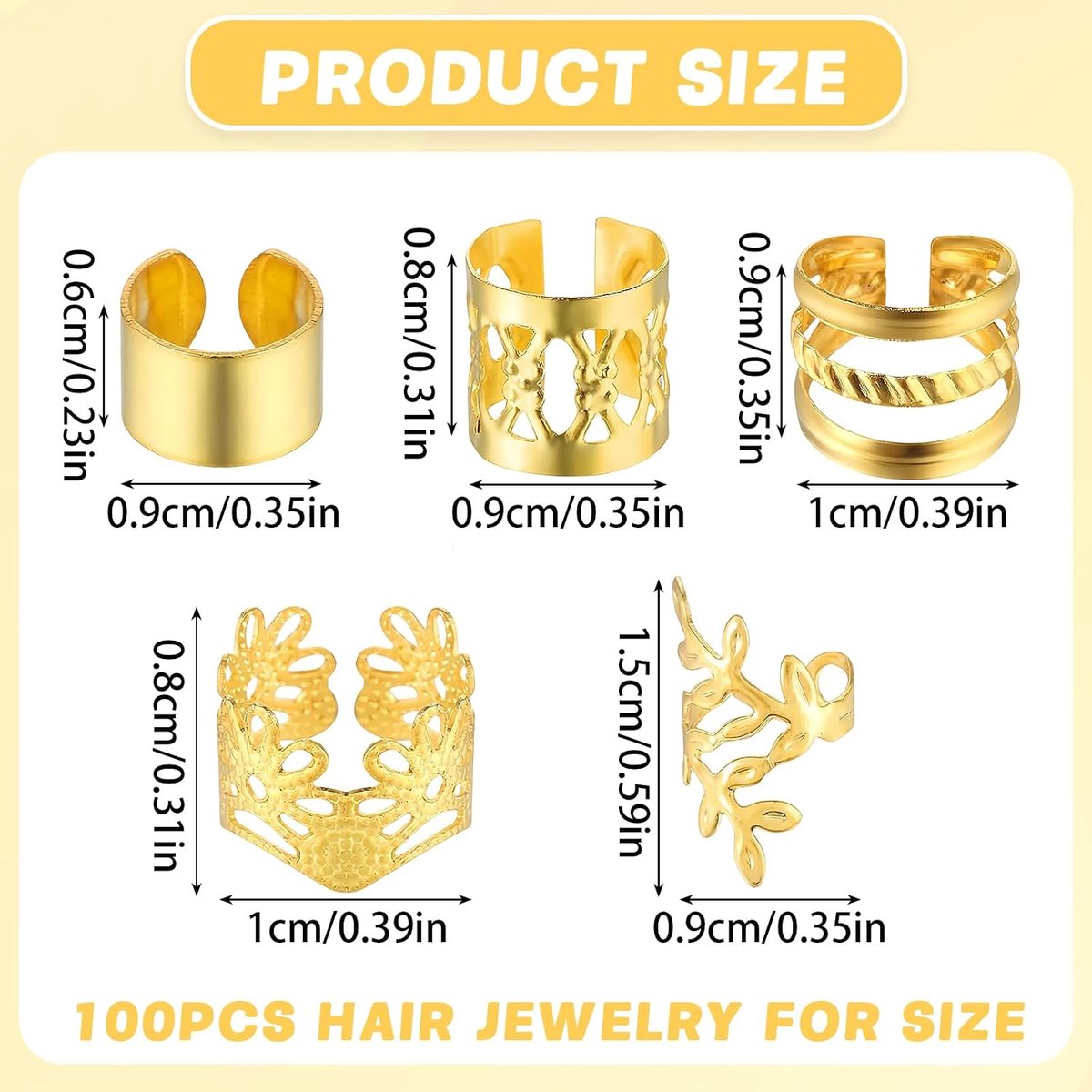 Haaraccessoires voor vlechten 100 stuks - Gouden haarspiralen en clips - Perfect voor dreadlocks - ShopVlot