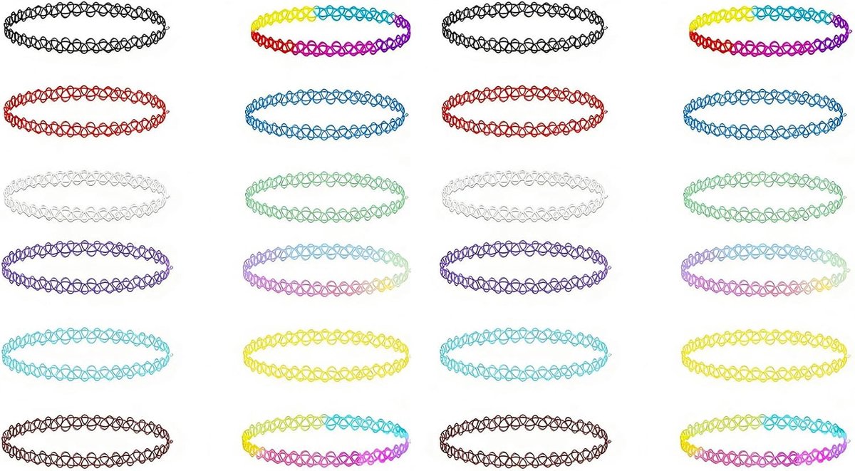 24-delige vislijn halsketting - elastische chokers - kleurrijke regenbooghalskettingen - ShopVlot