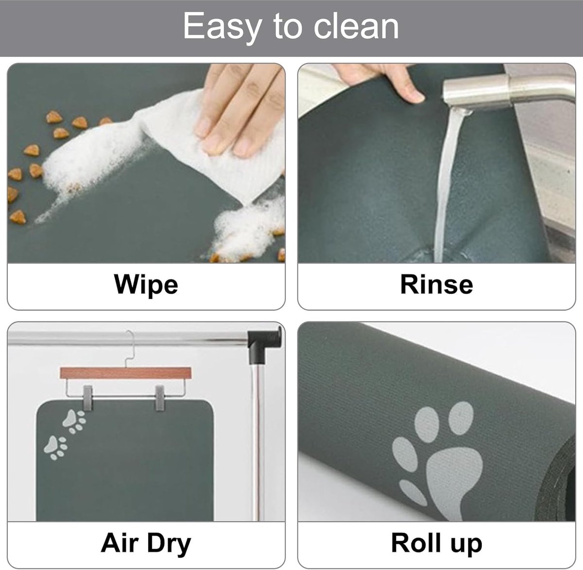 Voerbakmat voor honden en katten - Donkergrijs - 43 x 80 cm - Antislip en Waterdicht - Voor Dierenbezitters