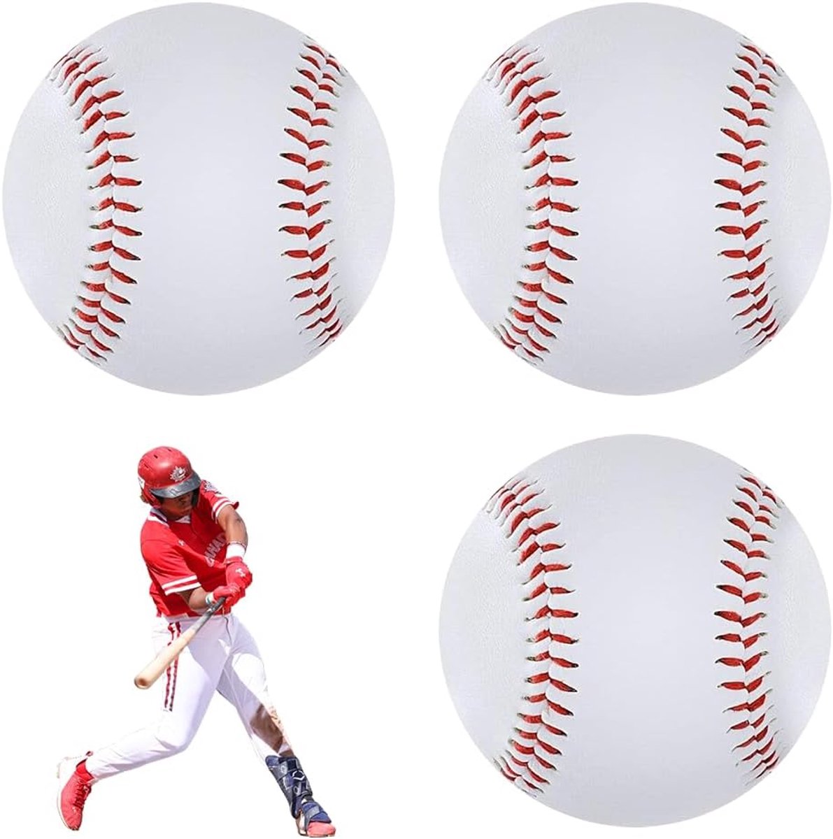 Baseballs 8,9 inch - Handgenaaide PU soft baseballs - Veilig rubberen kern - Ideaal voor training - ShopVlot