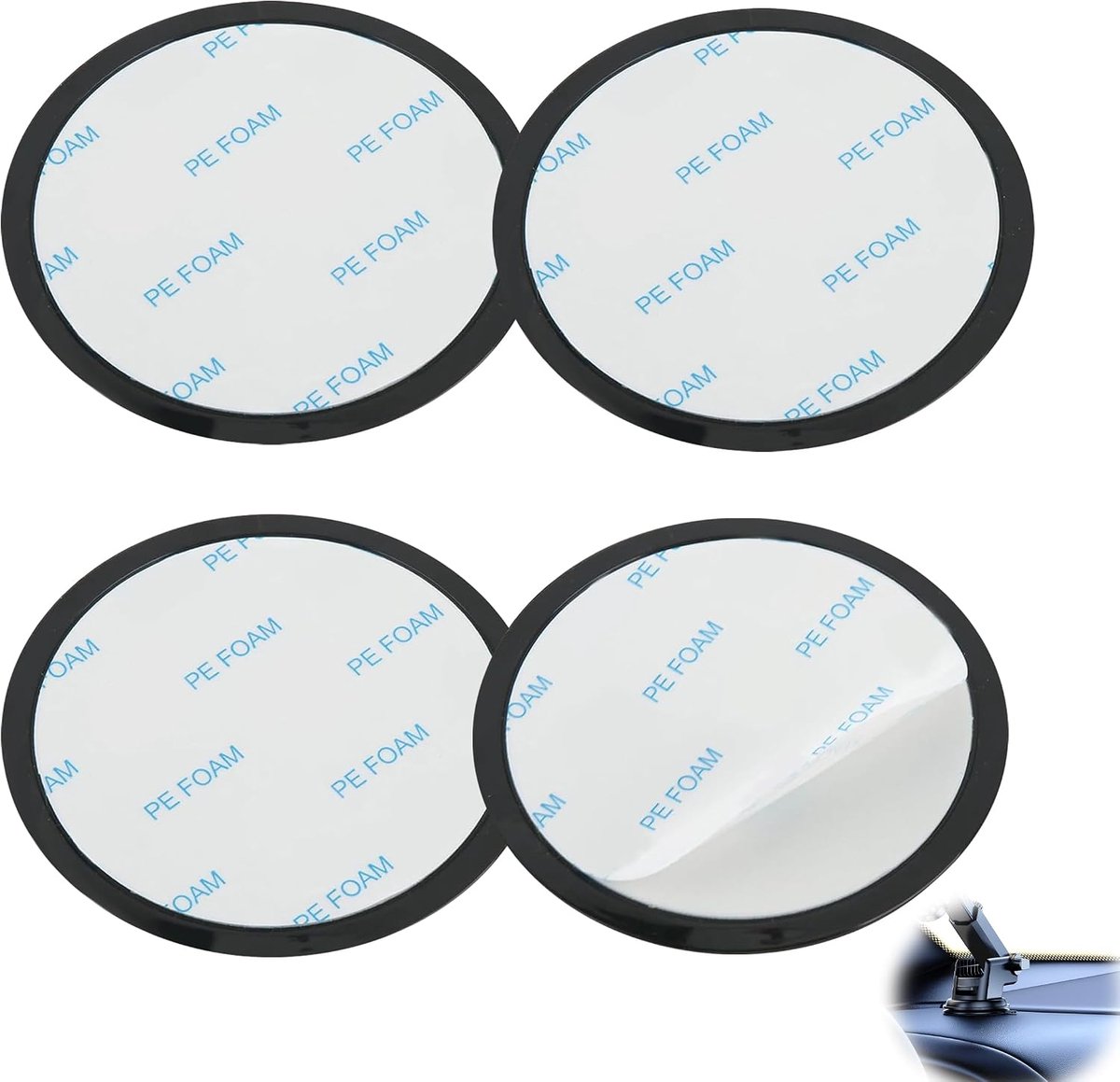 Dashboard pad set van 2 - zelfklevende 80mm schijven - voor mobiele telefoon en GPS - stevige bevestiging - ShopVlot