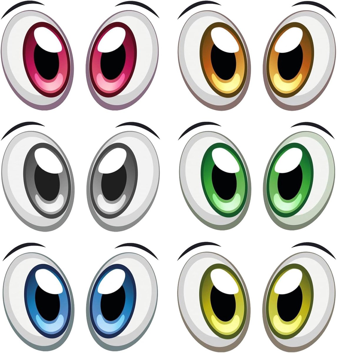 Robotmaaiers stickers - Set van 6 kleurrijke reflecterende oogstickers - Zelfklevend en waterdicht - ShopVlot