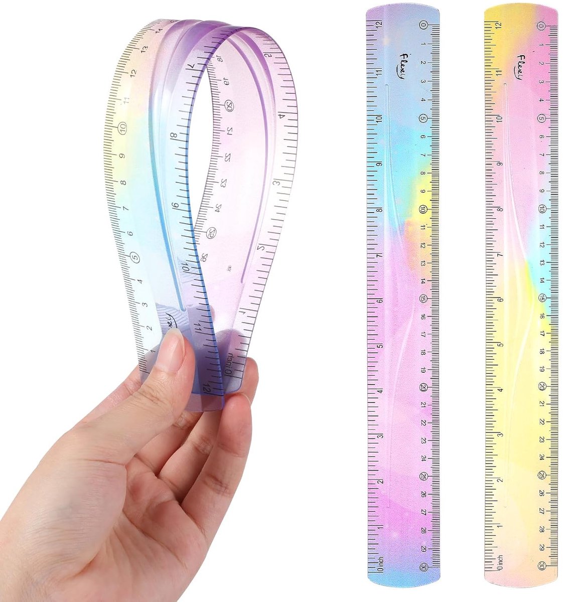 Flexibele liniaal 30 cm - kunststof - onbreekbaar - ideaal voor school en kantoor - ShopVlot