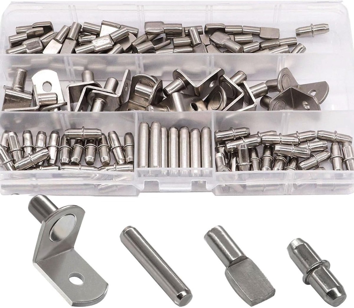 Steunpinnen voor planken 120pcs - 4 stijlen - 5mm en 6mm - ideaal voor meubels en kasten - ShopVlot