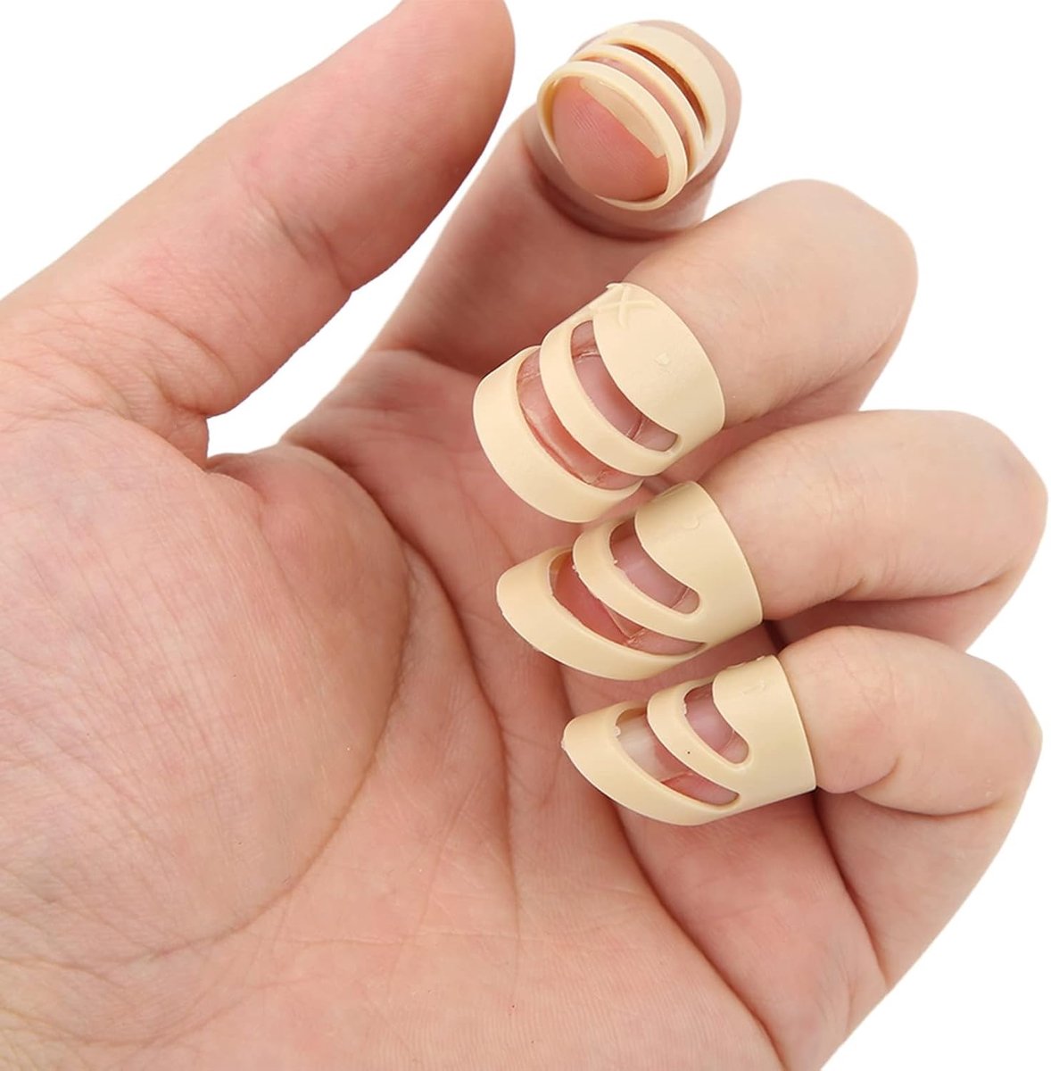 Vingerpicks set - 4 stuks in S, M, L, XL - Beige - Comfortabel spelen met heldere tonen - ShopVlot