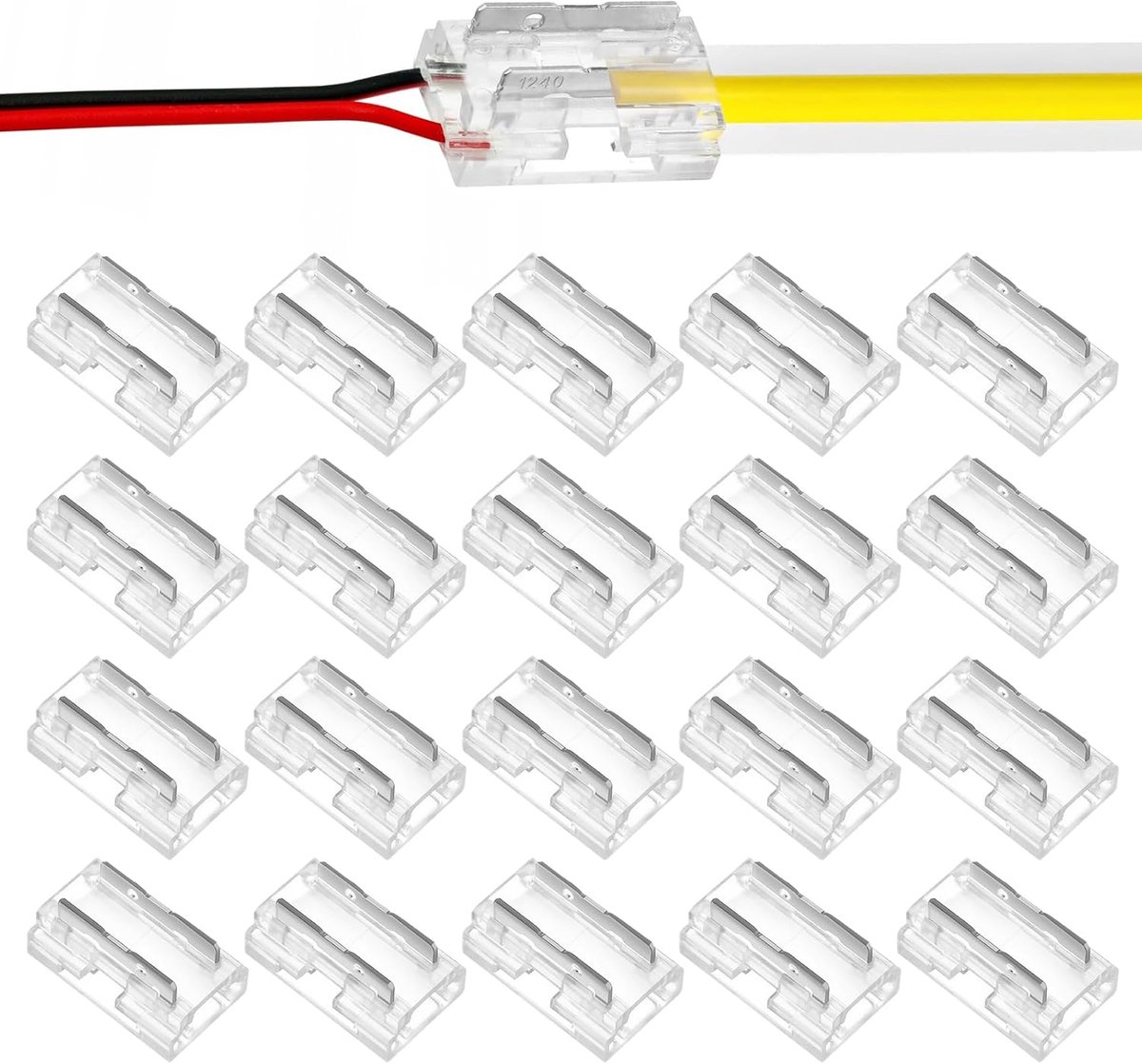 LED strip connector set 20pcs 8mm - transparant hoekconnector - flexibele verbinding - ideaal voor SMD COB strips - ShopVlot