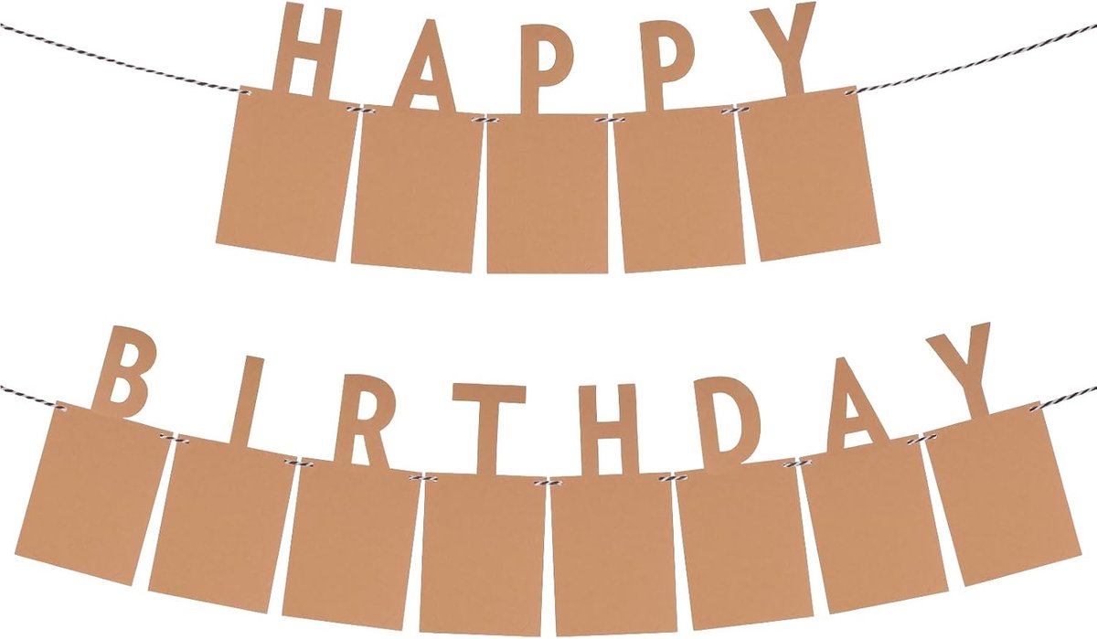 Verjaardagsbanner 300cm - Kraftpapier - Elegante foto garland - Perfect voor kinderfeestje - ShopVlot