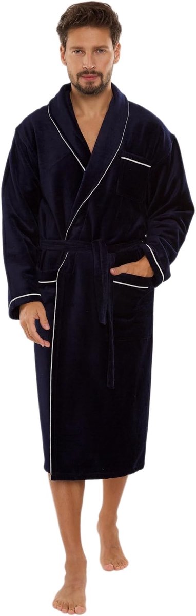 Herenbadjas luxe comfortabel - 100% katoen - met zakken en riem - ideaal voor ontspanning - ShopVlot