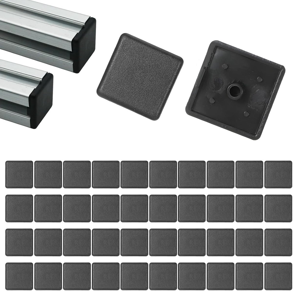 Eindkappen 40 stuks voor Aluminium Profiel 20x20 - Kunststof - Beschermend - Voorkomt krassen - ShopVlot