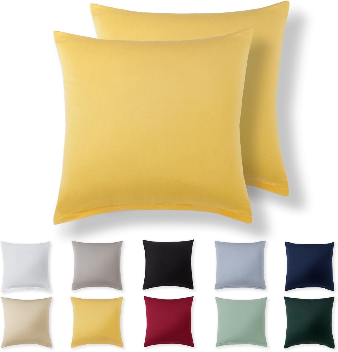 Kussenhoes 40 x 40 cm - Geel - 100% Jersey Katoen - Superzachte Kussenslopen met Rits - ShopVlot