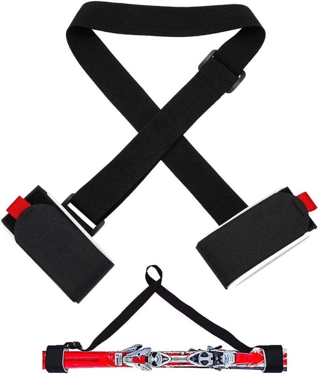 Verstelbare skiband voor schouders en skistokken - foam padding - met klittenbandsluiting - comfortabel vervoer - ShopVlot