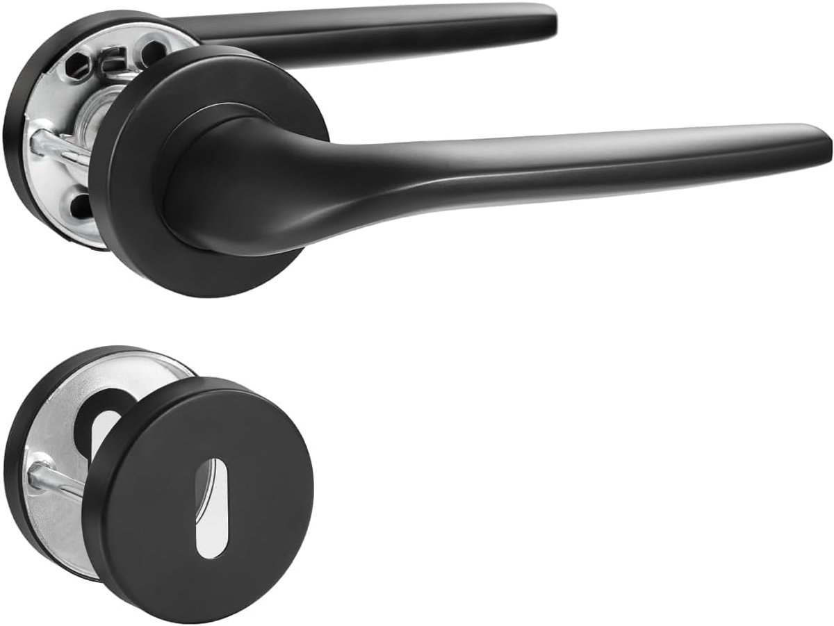 Door Handle, Silver Door Handle Set, Stainless Steel Matt Brushed Door Handle, Door Handle for Front Door and Interior - ShopVlot