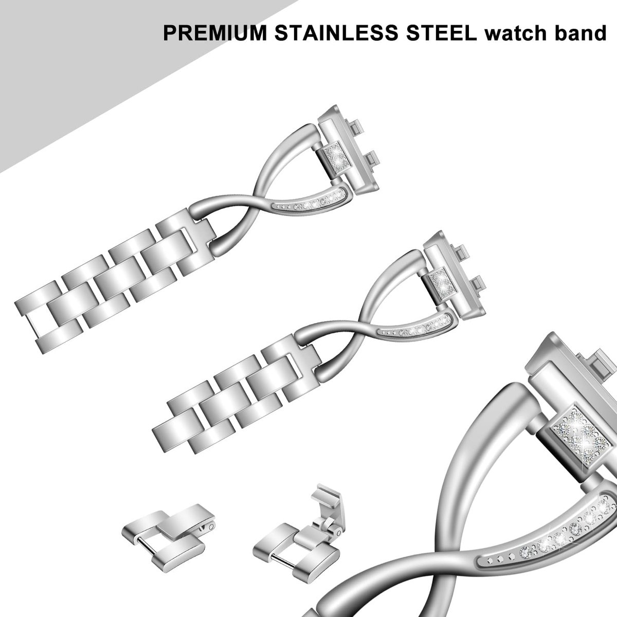 Vrouwelijke metalen horlogeband compatibel met Huawei Band 11 Pro Armband, Sport Horlogeband Vervanging Polsband voor - ShopVlot