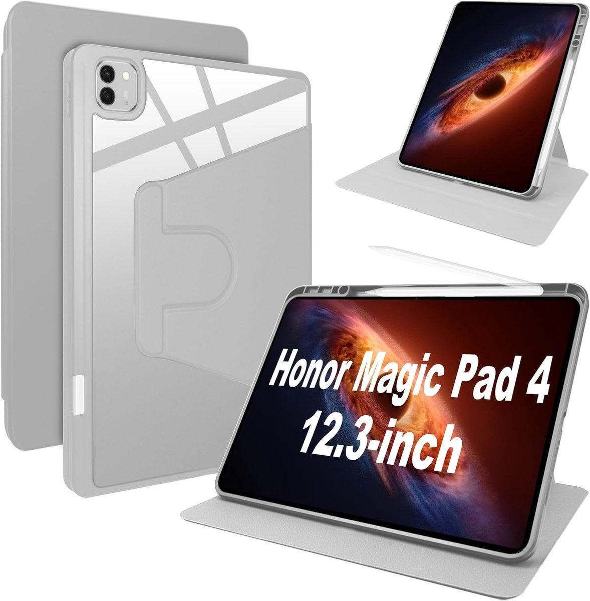 Hoesje voor Honor Magic Pad 4 12.3" - PU leren + flexibel silicone - draaibare standaard - optimale bescherming - ShopVlot