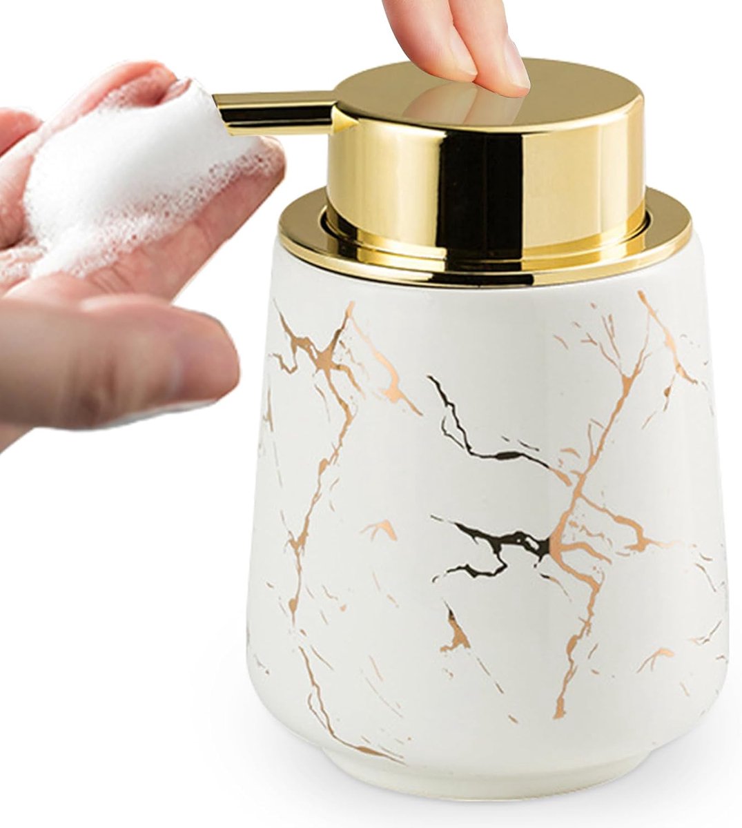 Zeepdispenser - keramisch - compact 380 ml - ideaal voor badkamer en keuken - ShopVlot